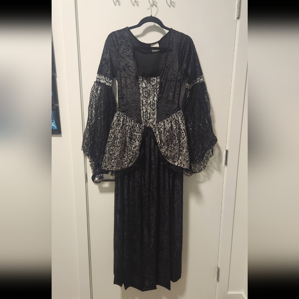 Black and Silver Velvet Gown